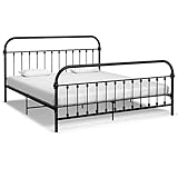 puraday Bettgestell Bett 213x191x109 cm mit Metalllatten Gästebett Bed Jugendbett Metallbett Doppelbett Bettrahmen Metallbettrahmen Familienbett Betten Tagesbett Bed Frame Schwarz Metall