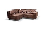 Küchen-Preisbombe Wohnlandschaft Sofa Couch Ecksofa Eckcouch Mikrofaser braun mit Hocker Minsk L