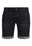 Indicode Quentin Herren Jeans Shorts Kurze Denim Hose Mit Destroyed-Optik Aus Stretch-Material Regular Fit, Größe:L, Farbe:Black (999)