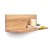 Rikmani Wandregal Holz Eiche massiv Schweberegal Handgefertigtes Regal Bücherregal Holzregal Wandboard Lira 90 cm Natur