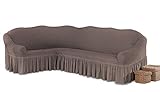 My Palace Beatrice elastischer Ecksofabezug mit Anti-rutsch Schaumstoffankern L-Form Sofahusse Eckcouch Cover Sofa Überwurf Spannbezug, Ockerbraun