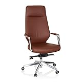 hjh OFFICE 600984 Eleganter Chefsessel Velvet Kunstleder Braun Bürosessel mit hoher Rückenlehne