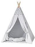 TIPOO Tipi Zelt kinderzelt für drinnen und Tipi Zelt Outdoor Tippi kinderzelt mädchen Junge Spielzelt Kinder mit Matte und Kissen modisches Kinderzimmer (graue Wolke - grau)