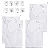 EBOOBA 4 Packungen Wäschesammler zum Aufhängen, Tasche mit Reißverschluss und großem offenen Teil, verwendet im Wäscherei, Schlafsaal für Studenten auf der Reise