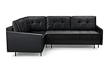 ALTDECOR Ecksofa Links mit Schlaffunktion und Bettkasten mit Gasdruckfeder, Polstercouch in L-Form Links angeordnet, rückenecht gepolstert, ideal als Gästebett 281x177x105 cm Schwarz