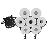 Niedlicher Kuh Toilettenpapierhalter, TANOSAN Schwarz Metall Toilettenpapierständer Ersatzrollenhalter Fun Badzubehör Freistehender oder Wandmontage, für 7 Rollen