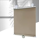 Rollo mit Saugnäpfen für Fenster, leichte Verdunkelungsvorhang, 65 x 125 cm 68 x 125 cm, Verstellbar Jalousie Thermo Gardinen für Dächer Kinderzimmer Dachfenster fensterrollo,Gold-58x125cm/23x49in