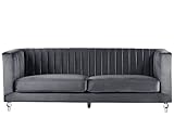 Beliani 3-Sitzer Sofa Samtstoff dunkelgrau modern Arvika