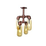 OQHAIR Persönlichkeits-Glasschirm-Deckenleuchte mit Glühbirne, 4-flammige Heim-Deckenleuchte, industrielle Metall-Unterputz-Deckenleuchte, Flur, Eingangsbereich, in der Nähe von Deckenleuchten