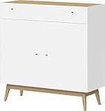 GERMANIA DIE MÖBELMACHER Kommode 2402-535 Monteo, Weiß/Kendal Eiche, Massivholzdetails, 108 x x 42 cm (BxHxT)