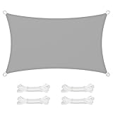 SONGMICS Sonnensegel 3 x 5 m, Wasserfest (Mind. 1000 Mm), Uv-Schutz, Sonnenschutz Aus Rei Ÿfestem Polyester, H Lt 93% Sonnenstrahlen Ab, Wetterfest, Garten, Balkon, Terrasse, Camping, Hellgrau GSH35QY