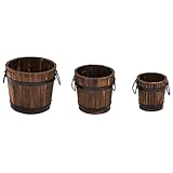 vidaXL Blumentopf 3 Stück, Outdoor Pflanztopf Box Behälter für Pflanzen Kräuter Gemüse Holz Eimer Fass Pflanzgefäß Set Massivholz Tanne