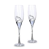 HASMI Champagner gläser 2-teiliger Kreativer Champagner-Glas-Set-Hochzeitskristallglas-herzförmige Hochzeit Champagnergeschenk-geschnittenes Glas, Silber Sektgläser