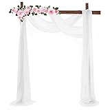 HOMURY Tüll Chiffon Vorhang Hochzeit Weiß Tüll Foto Hintergrund Traubogen Hochzeit Vorhang Weiß 75 * 550cm Chiffon Hochzeit Vorhang für Empfang Hintergrund Party Zeremonie Bühne