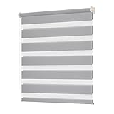 Grandekor Doppelrollo Klemmfix, Duo Rollos für Fenster und Tür ohne Bohren mit Klämmträger, Fensterrollo lichtdurchlässig & verdunkelnd - Hellgrau 40x120cm (Stoffbreite 36cm)