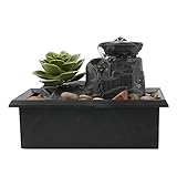 Desktop-Wasserfall, Desktop-Wasserbrunnen, Kleiner Brunnen, zirkulierende Wasserlandschaft, Wohnzimmer, Fengshui-Rad, Kunsthandwerk, Ornamente, Bonsai-Wasserbrunnen