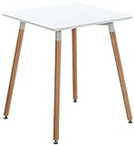 CLP Küchentisch VIBORG I Esstisch Mit MDF Tischplatte I Bistrotisch Mit Buchenholzgestell, Farbe:weiß, Größe:60 cm