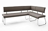 Robas Lund ARCO Esszimmerbank Eckbank mit Rückenlehne, Leder, Braun, 200x150