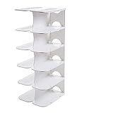 Obelevi Schuhregal, 6-stufiger Schuhschrank, Schmale Schuhablage, Schuhstapler, Standregal Kunststoff-Schuhregale Organizer für Eingang, Wohnzimmer, Flur (Weiß)