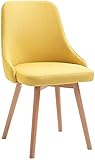 Esszimmerstuhl, Holzbeine, Armlehnen, Rückenlehne, Tischstuhl, gepolsterter Make-up-Stuhl, Büro, Restaurant, Empfangsstuhl (Farbe: Gelb)