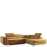 MKS Meble Ecksofa Wohnzimmer - Wohnlandschaft - L-Form Couch mit Schlaffunktion - Bettsofa - Wohnzimmer L Couch - Polstersofa mit Bettkasten - Gustaw Gelb