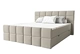 Stylefy Boxspringbett Dunkan 160x200 cm inkl.Topper Strukturstoff Inari Beige Taschenfederkern H3