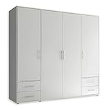 VALENCIA Kleiderschrank in Weiß - Vielseitiger Drehtürenschrank 4-türig mit viel Stauraum für Ihr Schlafzimmer - 206 x 195 x 60 cm (B/H/T)