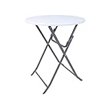 Rebecca Mobili Klappbarer Balkontisch, Beistelltisch Für Außenbereich, Hdpe Stahl, Weiß Hellgrau, Platzsparend, Für Garten Camping - Maße HxBxT: 74 x 60 x 60 cm - Art. RE6819