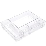 ALPOONS® - Schubladen Organizer (4 er transparent) mit Antirutsch Pads für einen extra stabilen Halt. Schminktisch Organizer für eine klare Übersicht. Schubladen Ordnungssystem Büro für Ordnung