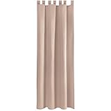 Bestlivings Gardine Vorhang Blickdicht modern mit Schlaufen Schlaufenschal Mikrosatin matt, in vielen Größen, Auswahl Cashmere - BEIGE in der Größe: B-140cm x L-225cm