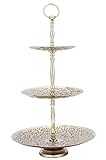 Orientalische Etagere 3 Etagen aus Metall Aghdas Silber 50cm Hoch | Etageren als Ständer für Obst Muffin Cupcake oder Kuchen | Marokkanische Dekoration auf dem gedeckten Tisch in Ihre Hochzeit