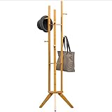 Bedroom Coat Rack Bamboo Coat Rack Simple Coat Trees Freestanding with 6 Hooks for Entryway Living Room Bedroom Study Easy Assembly Coat Rack Stand (Color : Yellow)