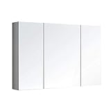 WBJLG Schränke Badezimmer Spiegelschrank Dreitüriger Aufbewahrungsspiegel Massivholz Aufbewahrungsschrank mit LED-Beleuchtung