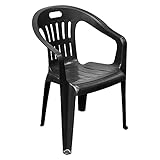 Mojawo Stapelstuhl Gartenstuhl PIONA Bistrostuhl Gartensessel Balkonstuhl Kunststoff stapelbar Balkonmöbel Gartenmöbel Anthrazit