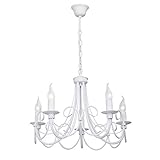 VITALUCE Kronleuchter, VE3408/5, Eleganter Stil, 5-flammigxE14 max 40W, Farbe: Weiß, Material: Metall, H70xB48xL48, 2,1 kg