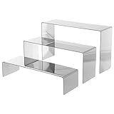 DOITOOL 3 Stück Edelstahl-Schuhregal Figurenvitrinen Tischständer Geldbörsenregale Laden Schuhstützenhalter Edelstahl-Präsentationsregal Handtaschen-Präsentationsregal Einfacher