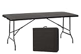 Schöner Holzoptik Campingtisch Partytisch Klapptisch Gartentisch Klappbar Esstisch zusammenklappbar mit Tragegriff. Garten Terrasse Catering Camping; 180x76cm: 6-8 Pers. (1, Graphitbraune Holzoptik)