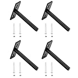 Winkelhalterungen, rechtwinkliger Clip, Regalhalterungen, Set mit 4 schwebenden Regalhalterungen, verdeckte blinde Regalhalterung for Holzregale, mattschwarz, Schrauben und Dübel im Lieferumfang entha