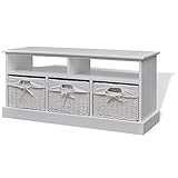 Dioche Innenbank mit Behälter Kommode mit 2 Körben und Ablage Kommode für Korridor Kleiderschrank Schlafzimmer Badezimmer 95x35x44cm weiß