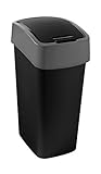 CURVER Abfalleimer Flip Bin 50l in schwarz/grau, Plastik, 35 x 25 x 10 cm
