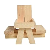 MERRYHAPY 1 Stück -Futterstation Holz-Picknicktische Für Draußen Holzbank Mini-Behälter Holz- -Tisch Esstisch Sitzbank -Picknick-Futterstation