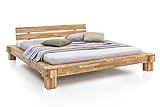 WOODLIVE DESIGN BY NATURE Massivholz-Bett Kavas aus Wildeiche, massives Holzbett als Doppel- und Komfortbett verwendbar (140 x 200 cm)
