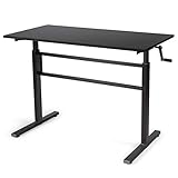 GIANTEX höhenverstellbarer Schreibtisch manuell mit Kurbel, Schreibtisch Computertisch 120x60x75-113cm, Arbeitstisch Stehtisch Steharbeitsplatz für Arbeitszimmer Büro Zuhause (schwarz)