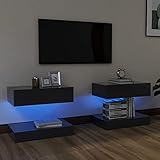 TOYOCC Entertainment Centres & TV-Ständer, TV-Schränke mit LED-Lichtern, 2 Stück, Grau 60 x 35 cm
