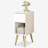 AOKLEY Beistelltisch Nordischer minimalistischer Couchtisch Wohnzimmer Holz Lagerregal Beistelltisch Couchtisch Weiß Kaffeetisch Kleiner Sofatisch