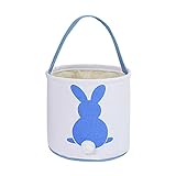 skyrabbiter Canvas Bag Bunny Holiday Animal Gift Basket Carry Candy Rabbit Cute Printed Home Textile Storage Schrankorganisation Und Aufbewahrungsbehälter (Blue, One Size)