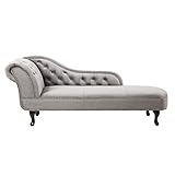 Riess Ambiente Design Chesterfield Récamière in Silbergrau Samt Recamiere Chaiselongue Lounge Sofa Relax Liege Nieten Wohnzimmer