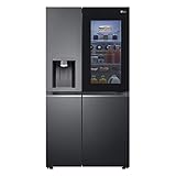 LG GSXV91MCAF, Klasse F, 635 L, Side-by-Side Kühlschrank mit InstaView, Total No-Frost mit Gefrierfach, Crushed Ice- Wasserspender mit UVnano, DoorCooling+, LINEARCooling, Wi-Fi ꟷ Matte Black