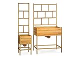 robinia-pro Balkon-HOCHBEET mit RANKGITTER-hoch - H 68 cm, L 42 cm, B 33 cm, Gh. 185 cm, aus Robinienholz (Balkonhochbeet, Robinie, Holz)