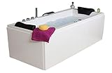 Whirlpool Badewanne Relax Basic MADE IN GERMANY 140/150 / 160/170 x 75 cm mit 14 Massage Düsen + LED Beleuchtung Licht + dhW + MIT Messing Armaturen verchromt Eckwanne rechts links Eckbadewanne